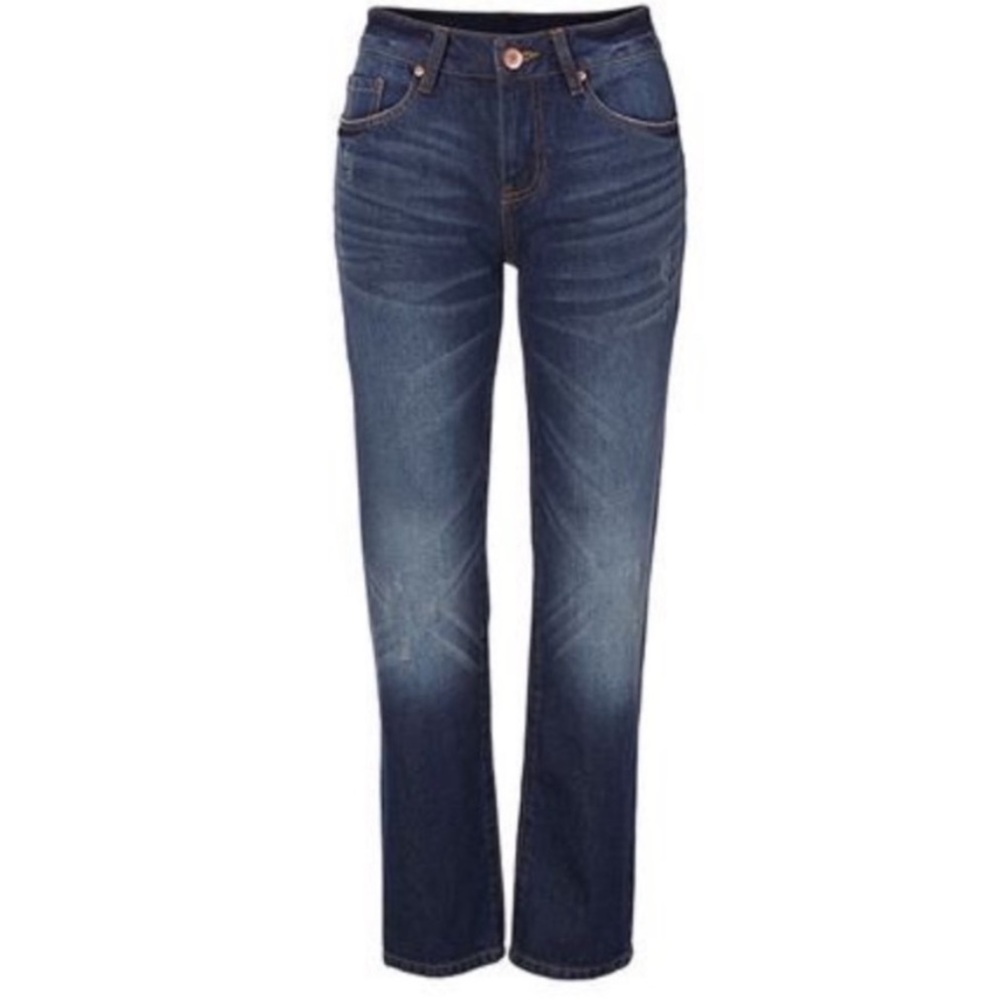 NWOT CABI dark wash distressed Malibu jeans size 8 new without tags
